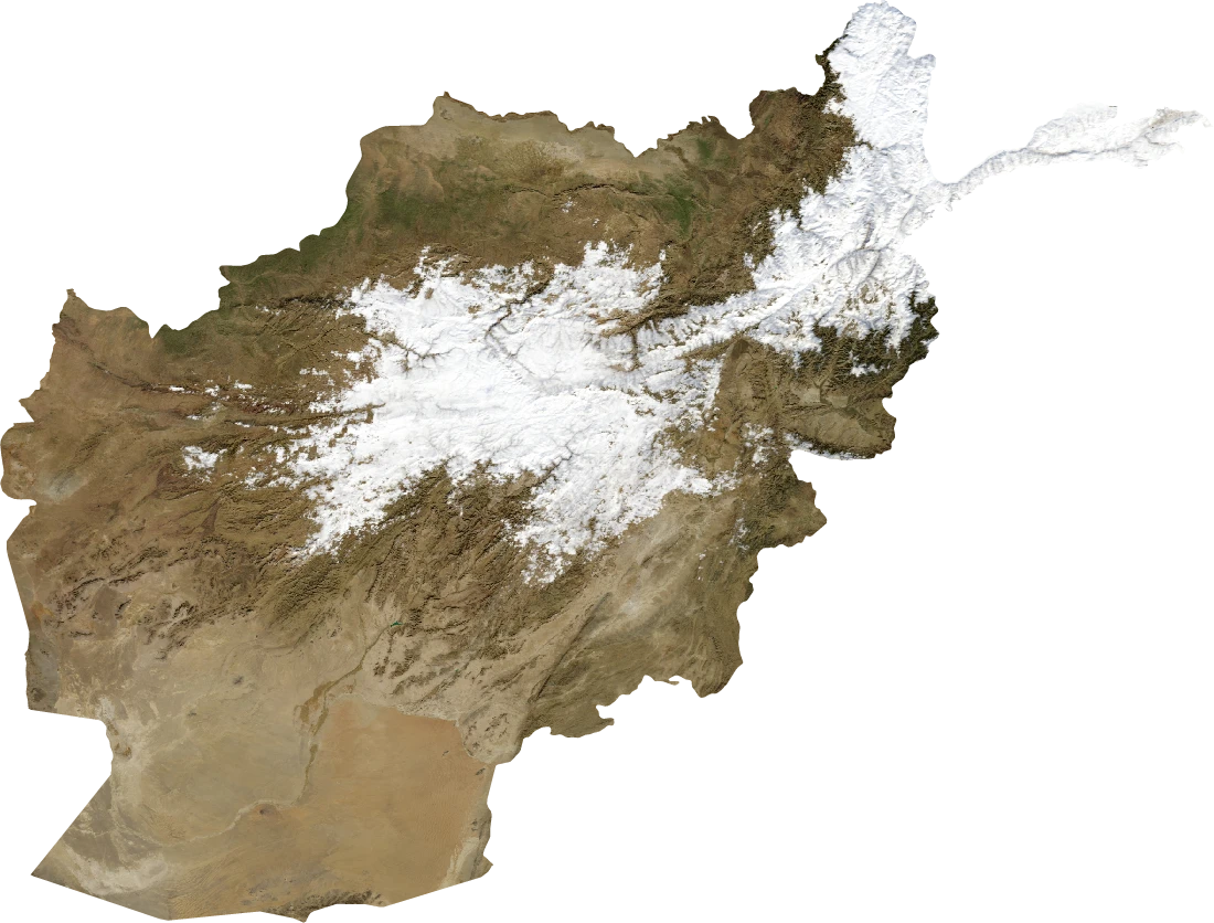 Afghanistan, January 2004: NASA imagery clipped to the regional boundary