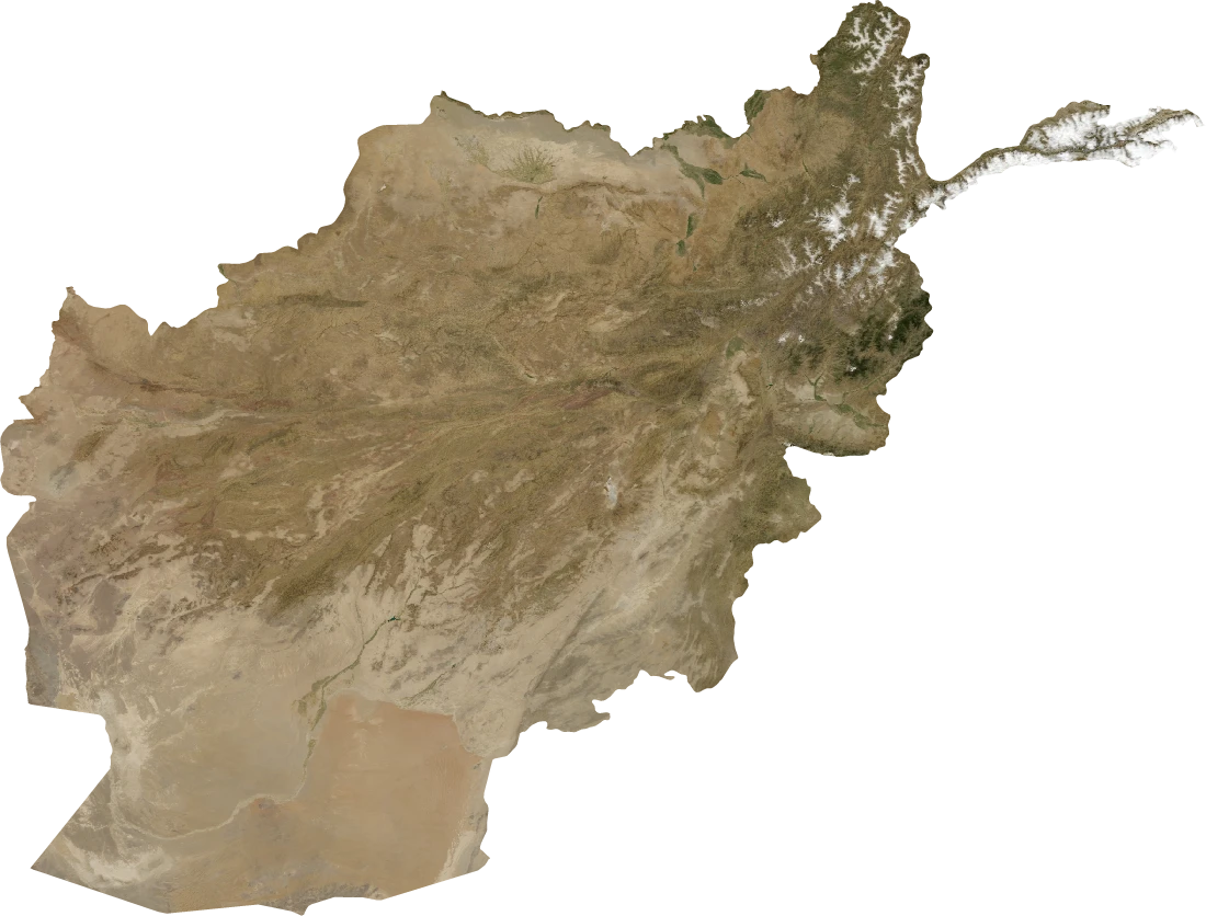 Afghanistan, July 2004: NASA imagery clipped to the regional boundary