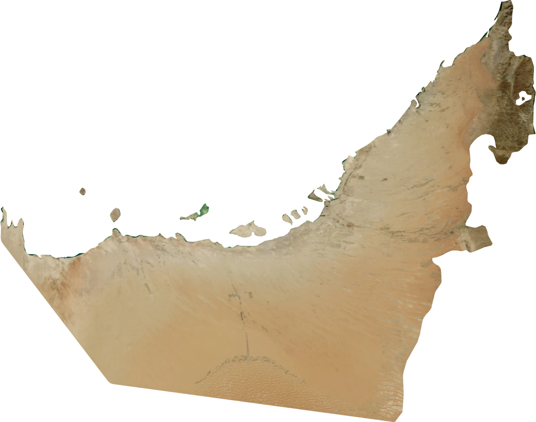 United Arab Emirates, January 2004: NASA imagery clipped to the regional boundary