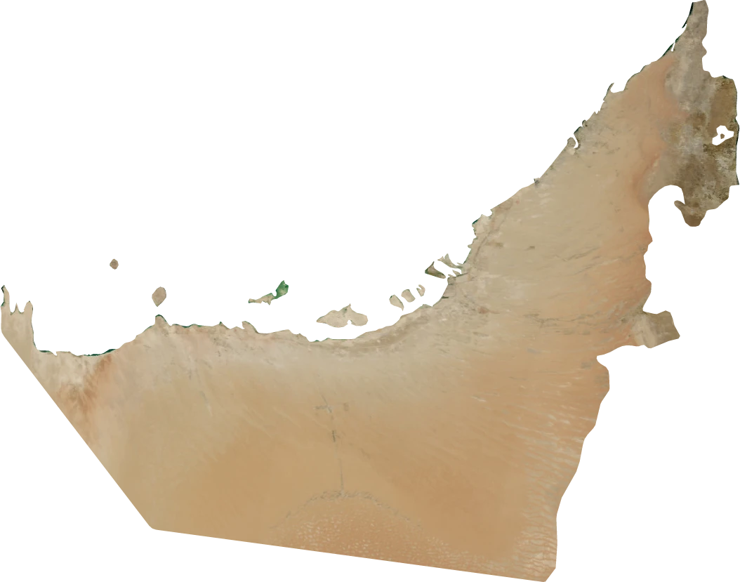 United Arab Emirates, July 2004: NASA imagery clipped to the regional boundary