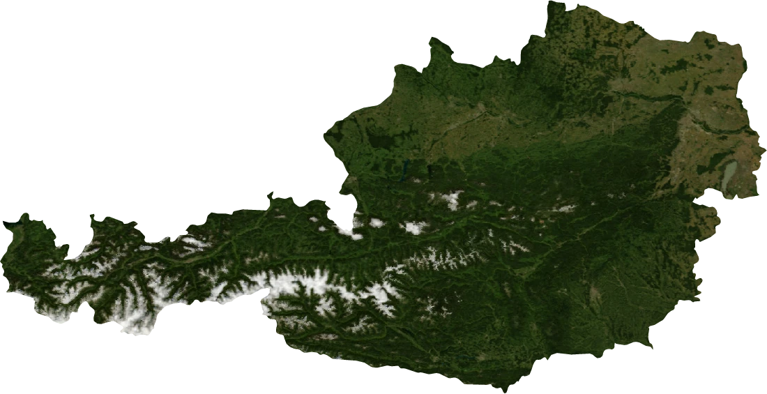 Austria, July 2004: NASA imagery clipped to the regional boundary
