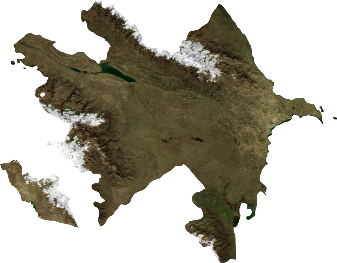 Azerbaijan, January 2004: NASA imagery clipped to the regional boundary