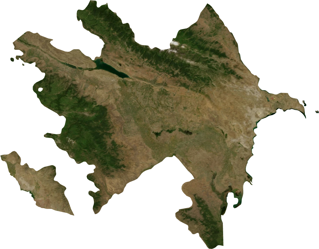 Azerbaijan, July 2004: NASA imagery clipped to the regional boundary