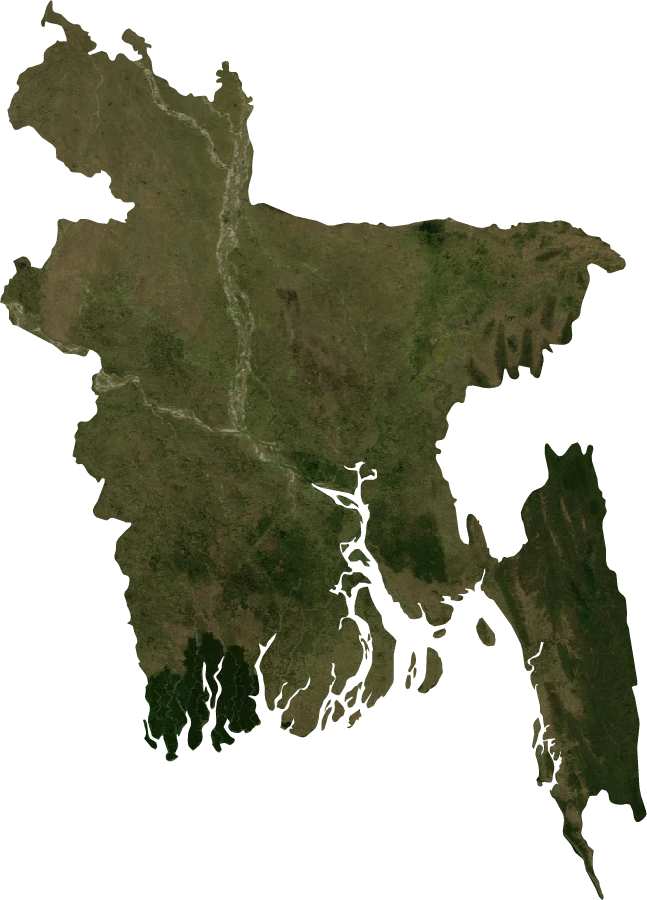 Bangladesh, January 2004: NASA imagery clipped to the regional boundary