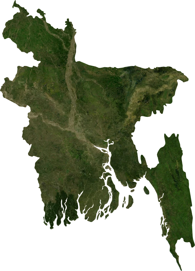 Bangladesh, July 2004: NASA imagery clipped to the regional boundary