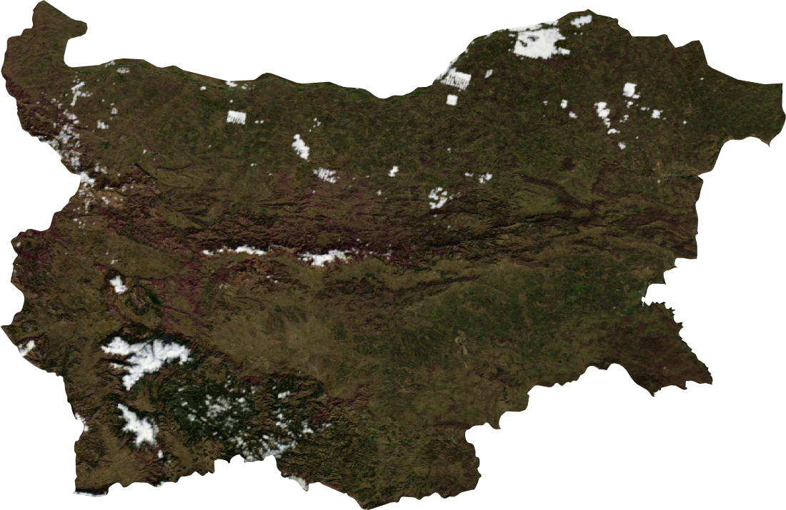 Bulgaria, January 2004: NASA imagery clipped to the regional boundary
