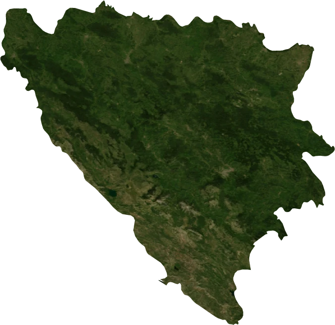 Bosnia and Herzegovina, July 2004: NASA imagery clipped to the regional boundary