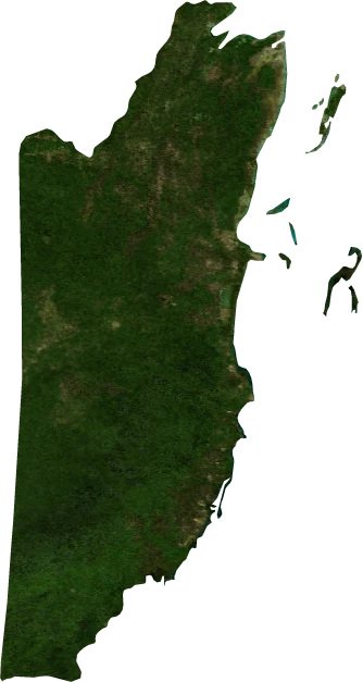 Belize, July 2004: NASA imagery clipped to the regional boundary