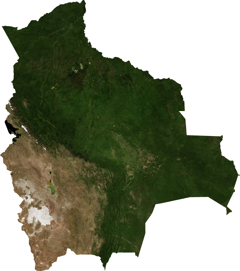 Bolivia, January 2004: NASA imagery clipped to the regional boundary