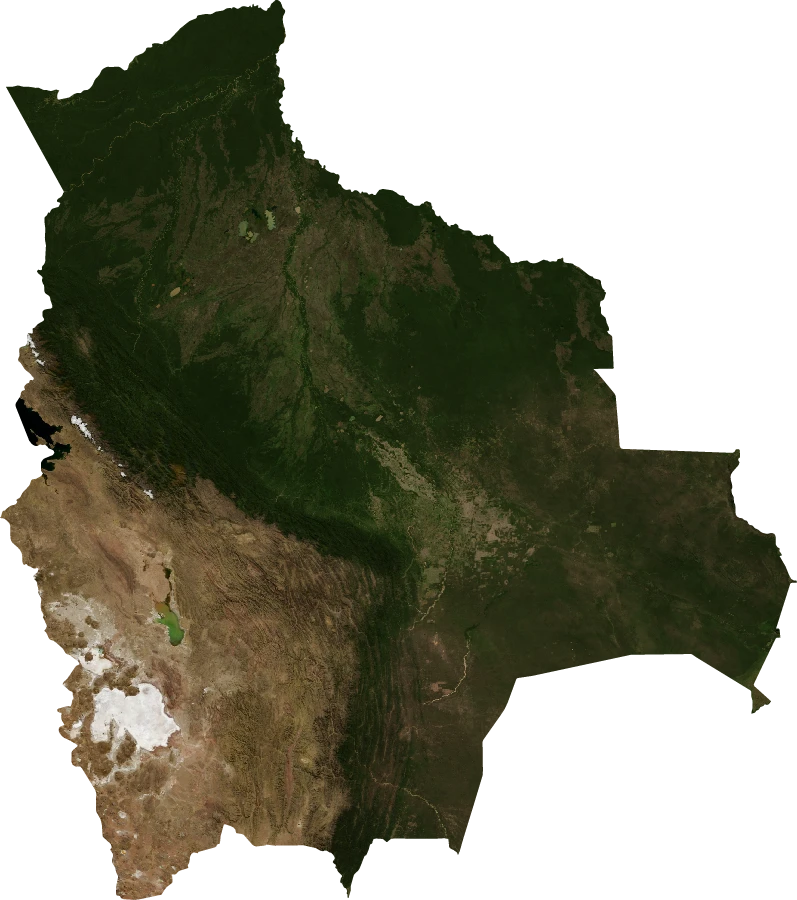 Bolivia, July 2004: NASA imagery clipped to the regional boundary