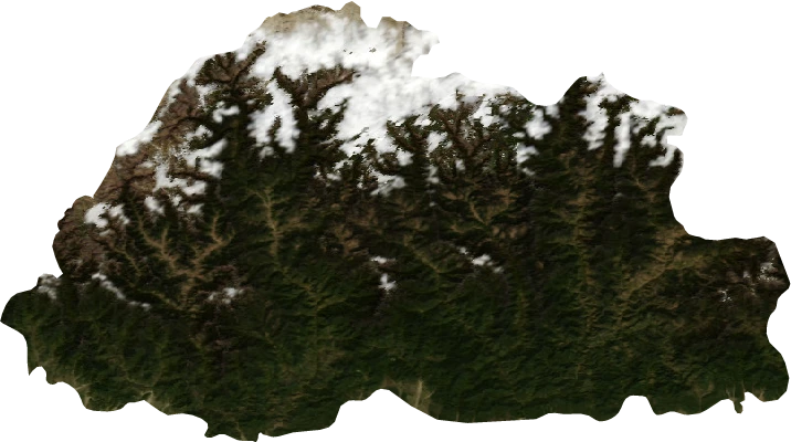 Bhutan, January 2004: NASA imagery clipped to the regional boundary