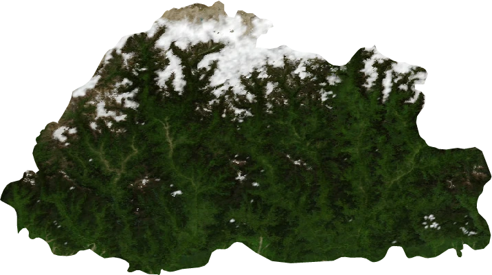 Bhutan, July 2004: NASA imagery clipped to the regional boundary