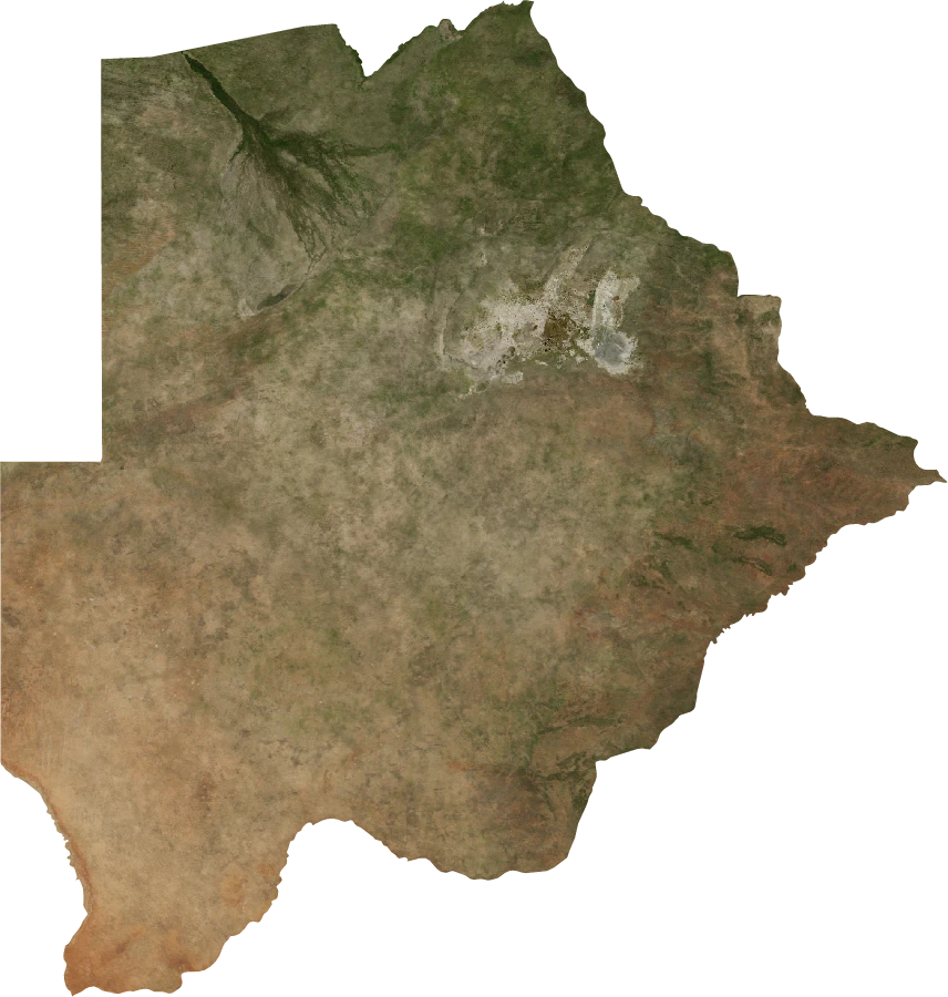 Botswana, January 2004: NASA imagery clipped to the regional boundary