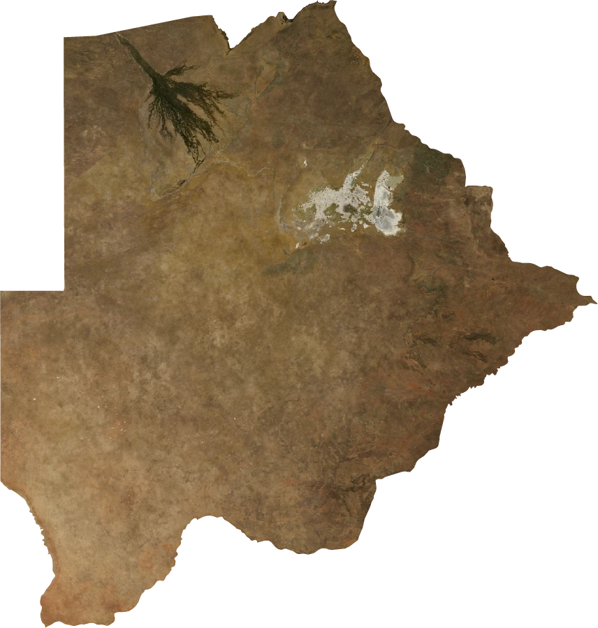 Botswana, July 2004: NASA imagery clipped to the regional boundary