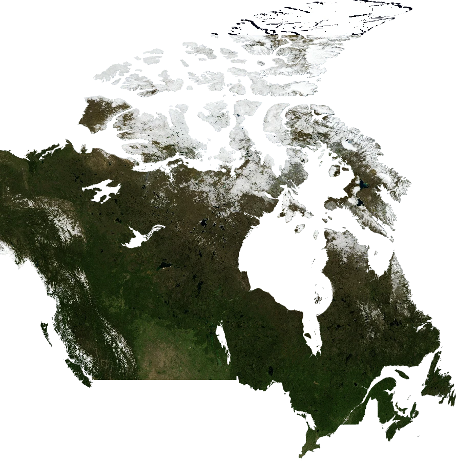 Canada, July 2004: NASA imagery clipped to the regional boundary
