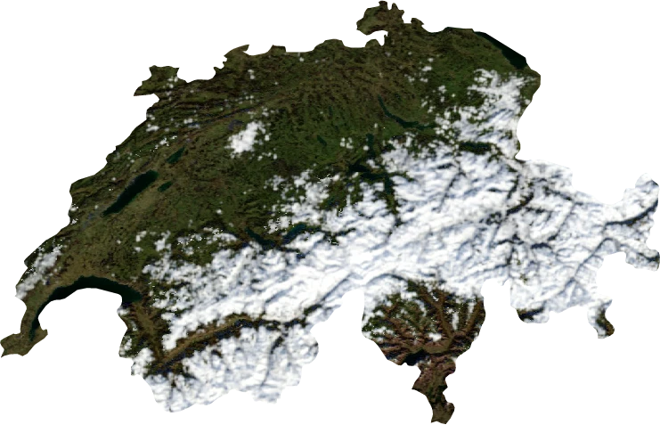 Switzerland, January 2004: NASA imagery clipped to the regional boundary