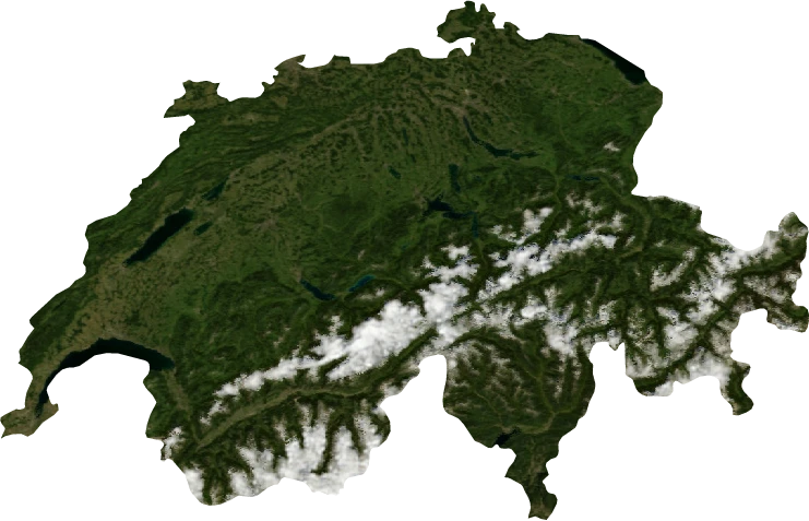 Switzerland, July 2004: NASA imagery clipped to the regional boundary