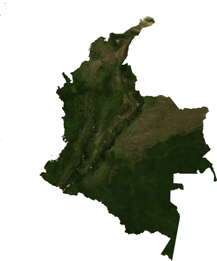 Colombia, January 2004: NASA imagery clipped to the regional boundary