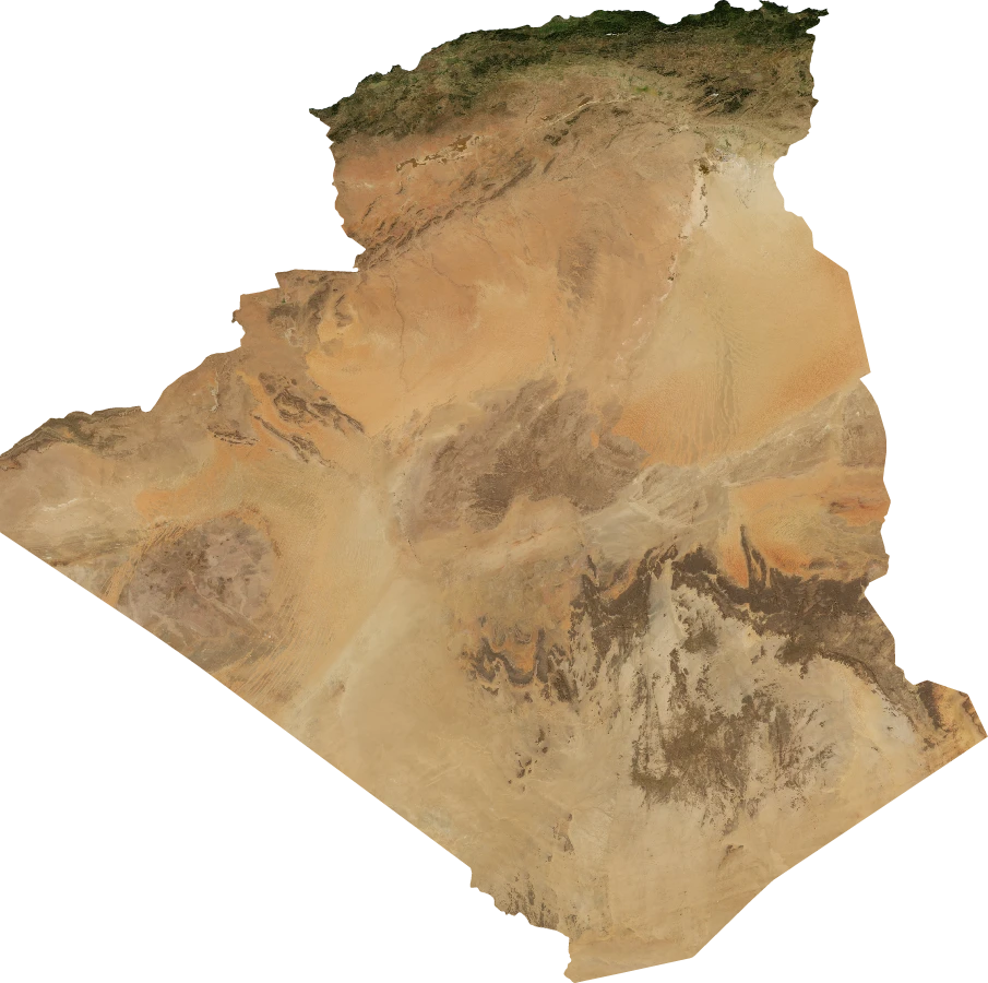 Algeria, January 2004: NASA imagery clipped to the regional boundary