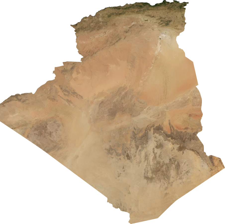 Algeria, July 2004: NASA imagery clipped to the regional boundary
