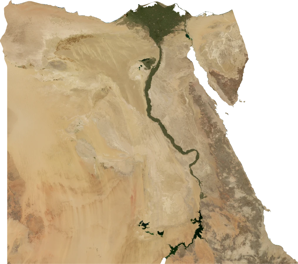 Egypt, Annual mean 2004: NASA imagery clipped to the regional boundary
