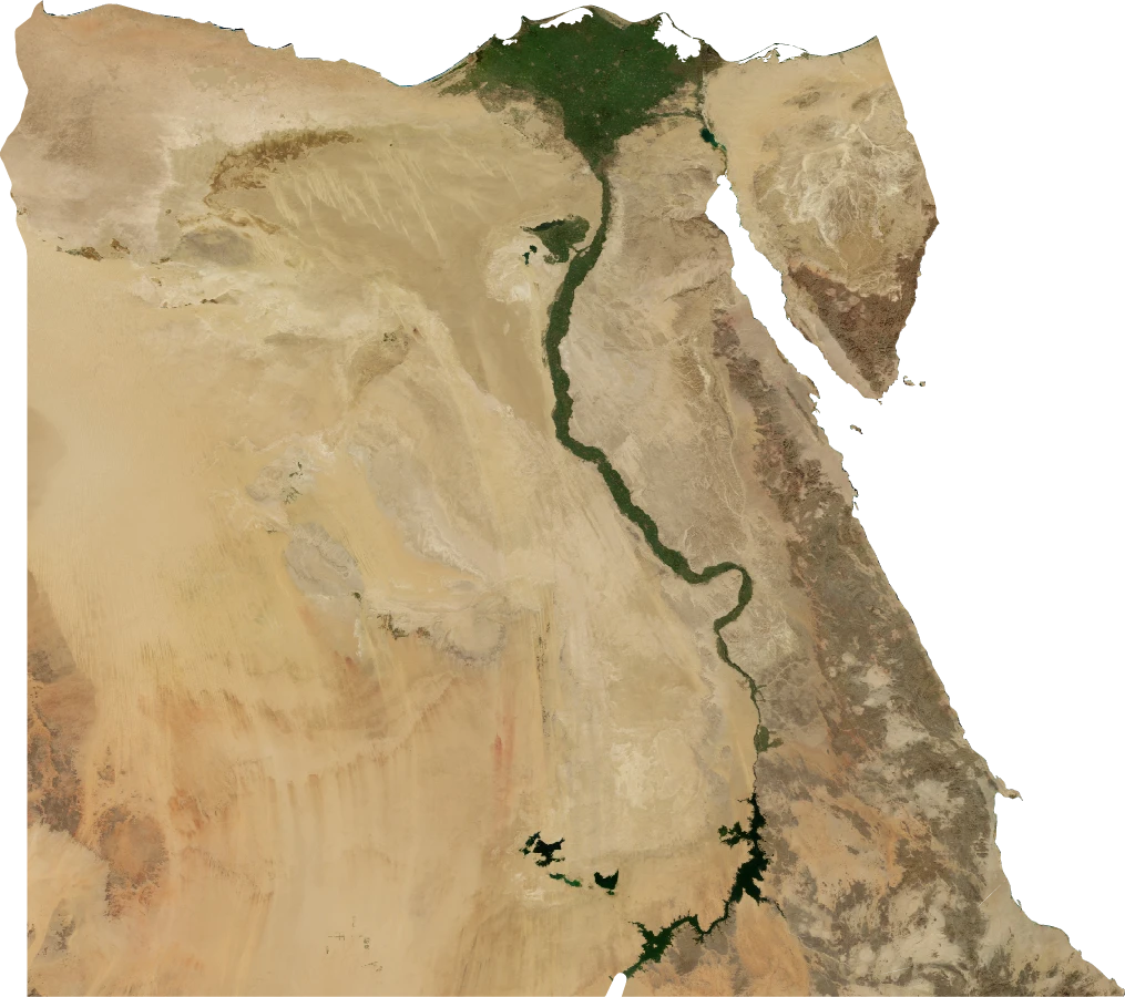 Egypt, January 2004: NASA imagery clipped to the regional boundary