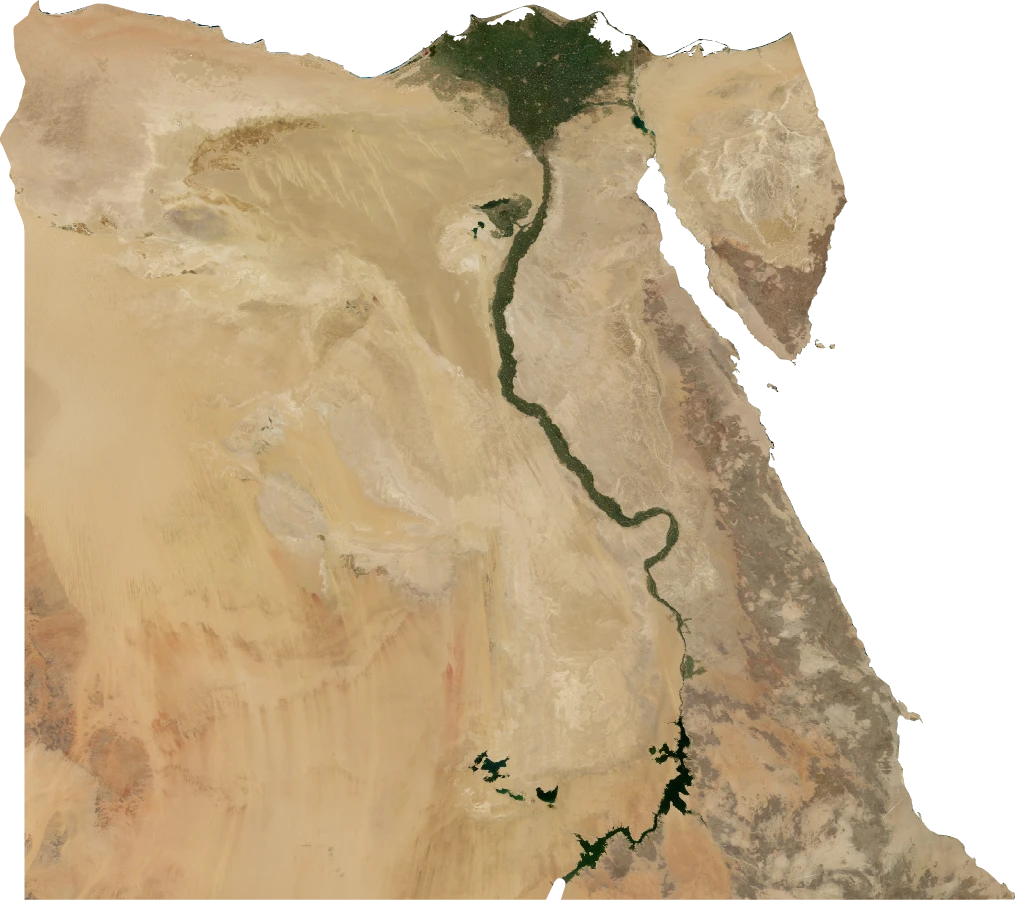 Egypt, July 2004: NASA imagery clipped to the regional boundary