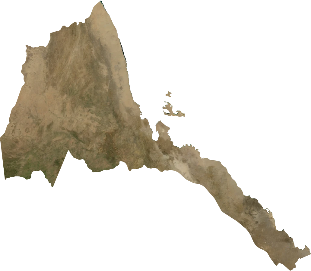 Eritrea, July 2004: NASA imagery clipped to the regional boundary