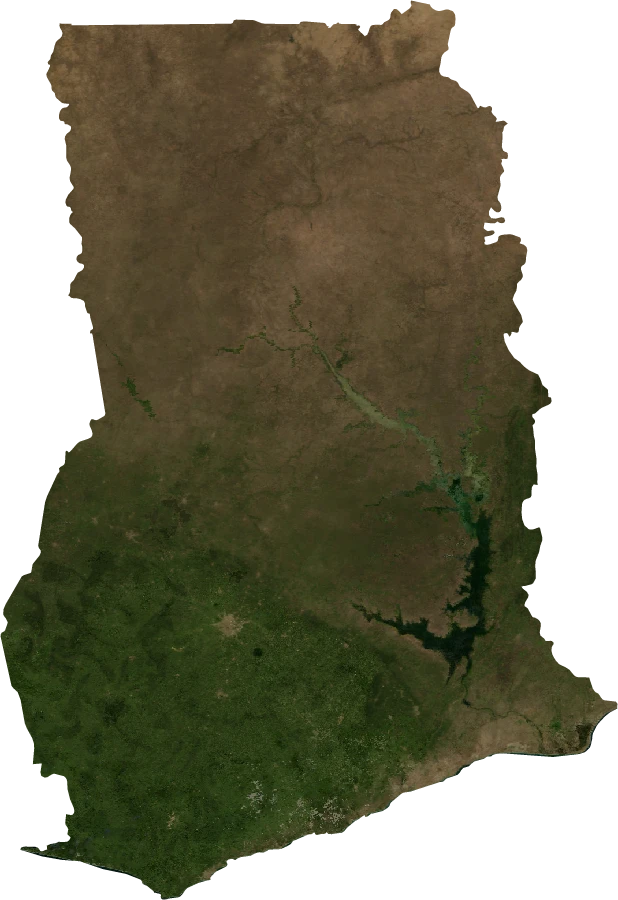 Ghana, January 2004: NASA imagery clipped to the regional boundary