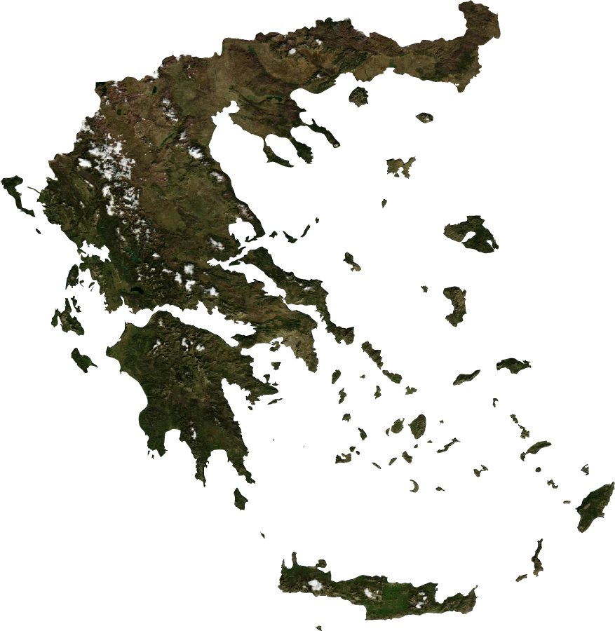 Greece, January 2004: NASA imagery clipped to the regional boundary