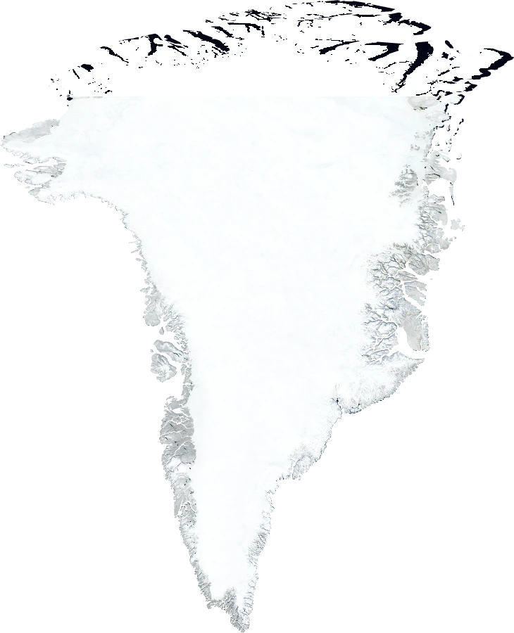 Greenland, Annual mean 2004: NASA imagery clipped to the regional boundary