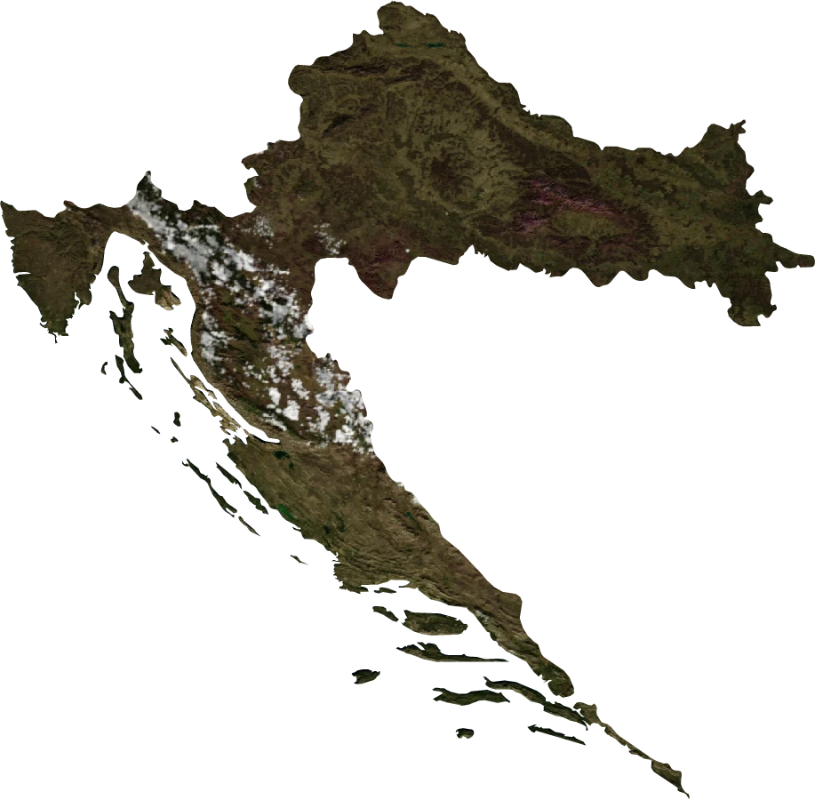 Croatia, January 2004: NASA imagery clipped to the regional boundary