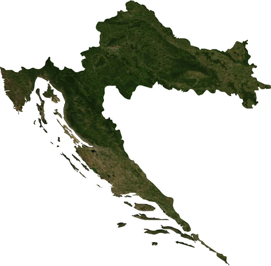 Croatia, July 2004: NASA imagery clipped to the regional boundary