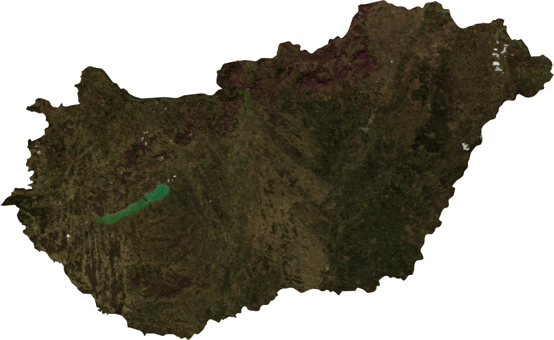Hungary, January 2004: NASA imagery clipped to the regional boundary