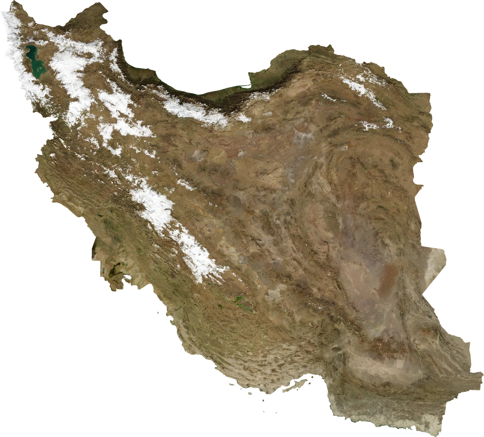 Iran, January 2004: NASA imagery clipped to the regional boundary