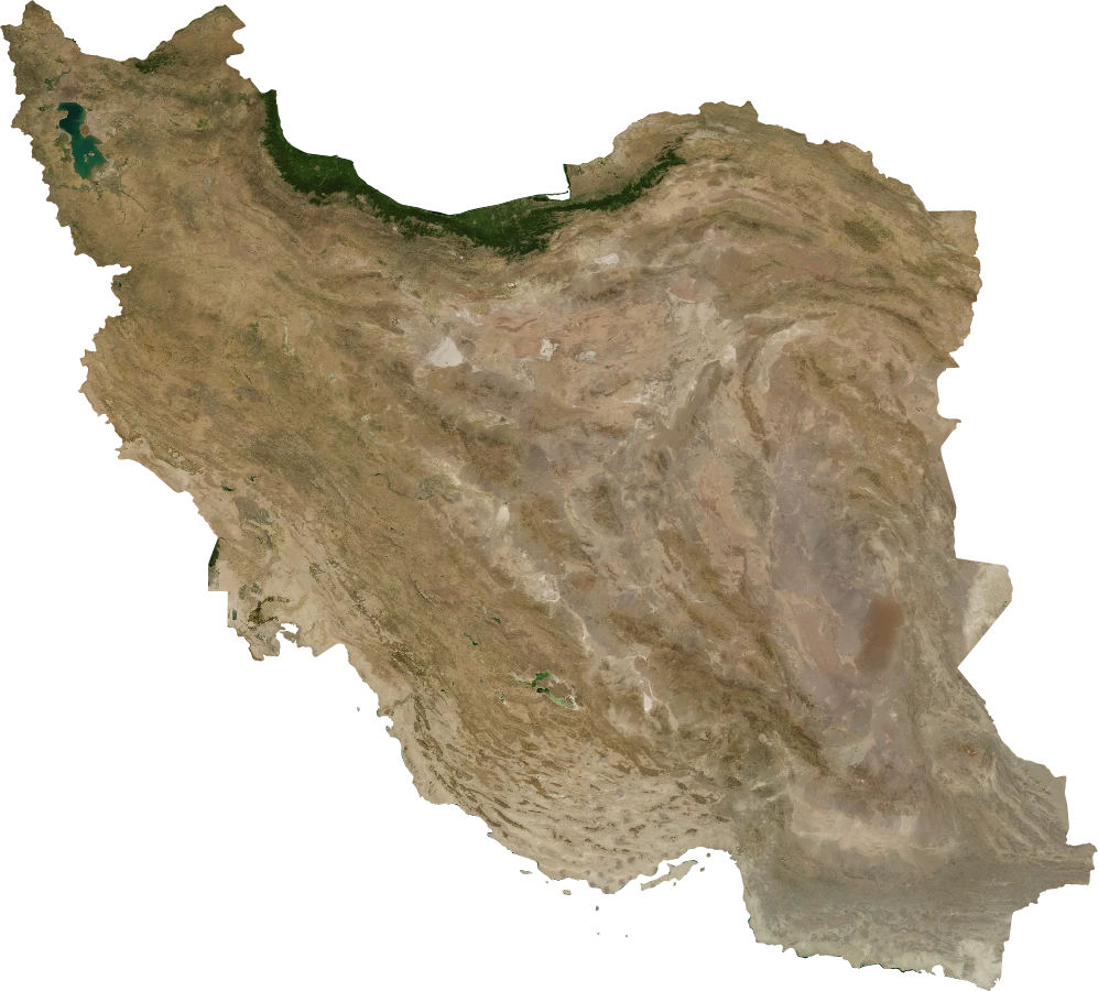 Iran, July 2004: NASA imagery clipped to the regional boundary