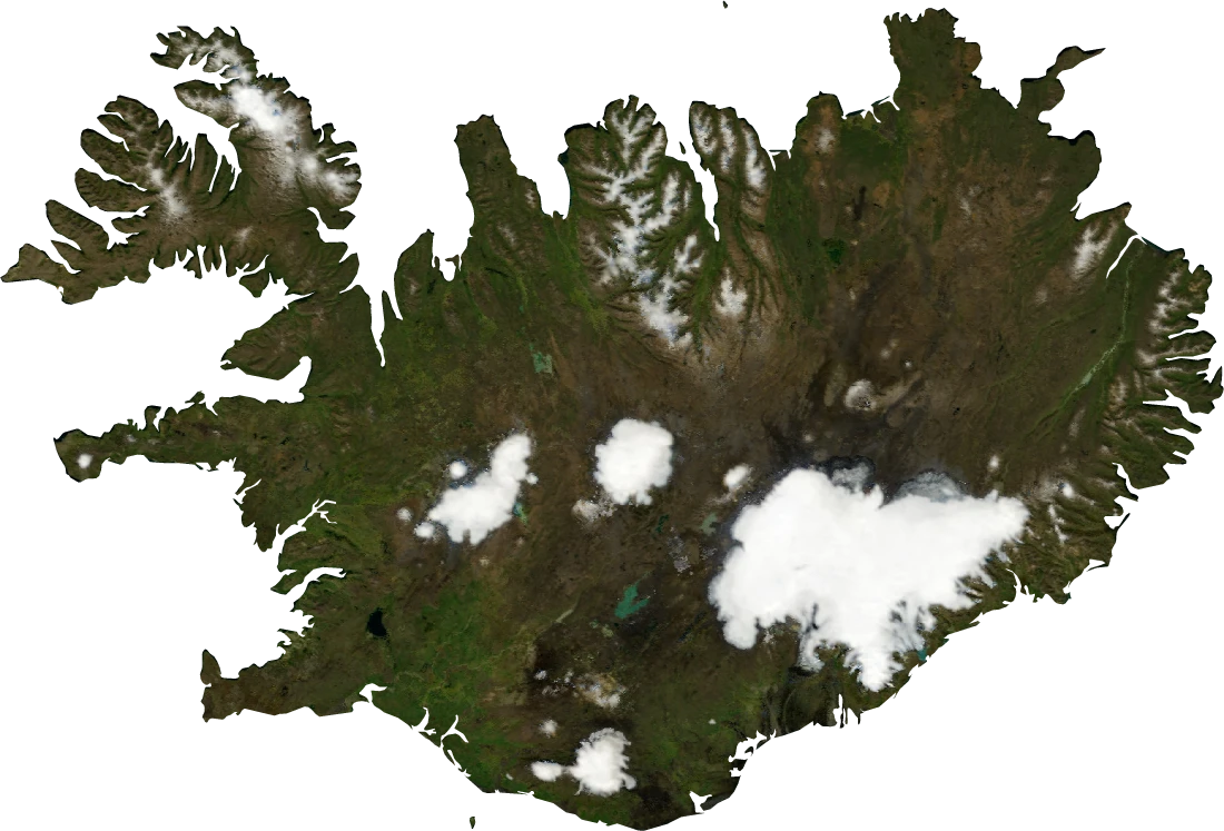 Iceland, July 2004: NASA imagery clipped to the regional boundary