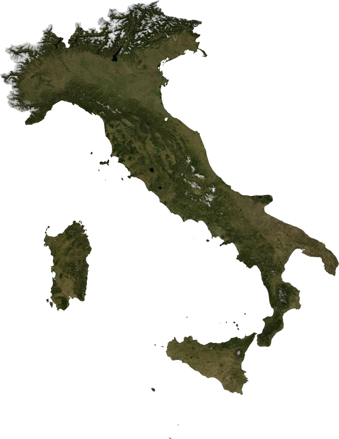 Italy, Annual mean 2004: NASA imagery clipped to the regional boundary