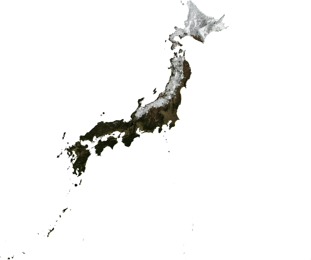 Japan, January 2004: NASA imagery clipped to the regional boundary