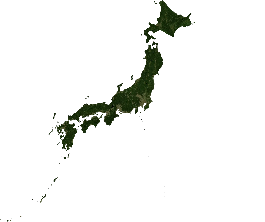 Japan, July 2004: NASA imagery clipped to the regional boundary