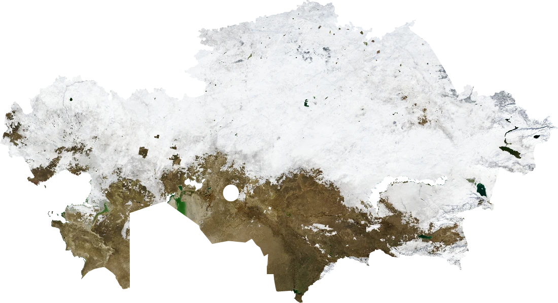 Kazakhstan, January 2004: NASA imagery clipped to the regional boundary