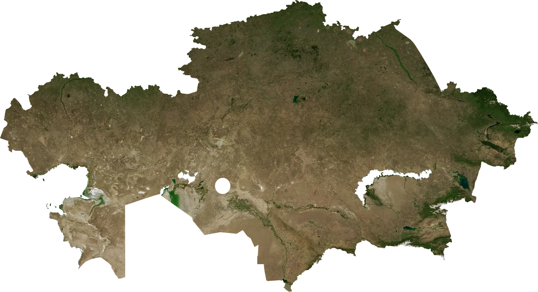 Kazakhstan, July 2004: NASA imagery clipped to the regional boundary