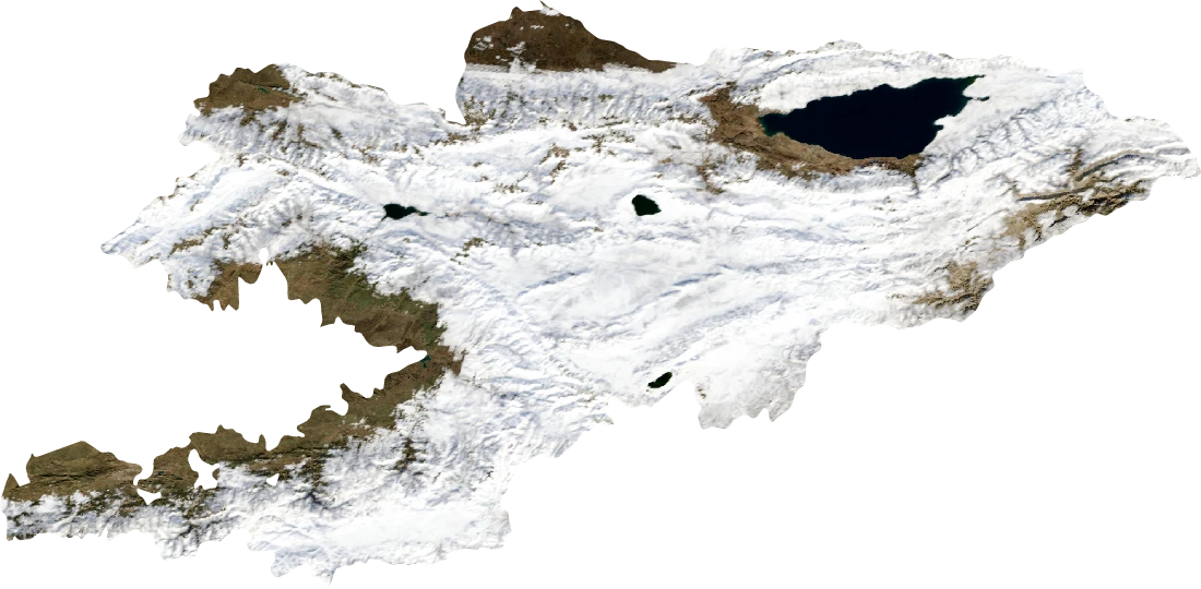 Kyrgyzstan, January 2004: NASA imagery clipped to the regional boundary