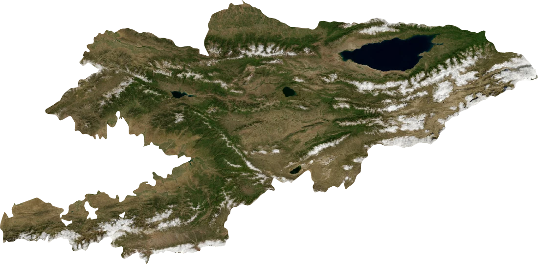 Kyrgyzstan, July 2004: NASA imagery clipped to the regional boundary