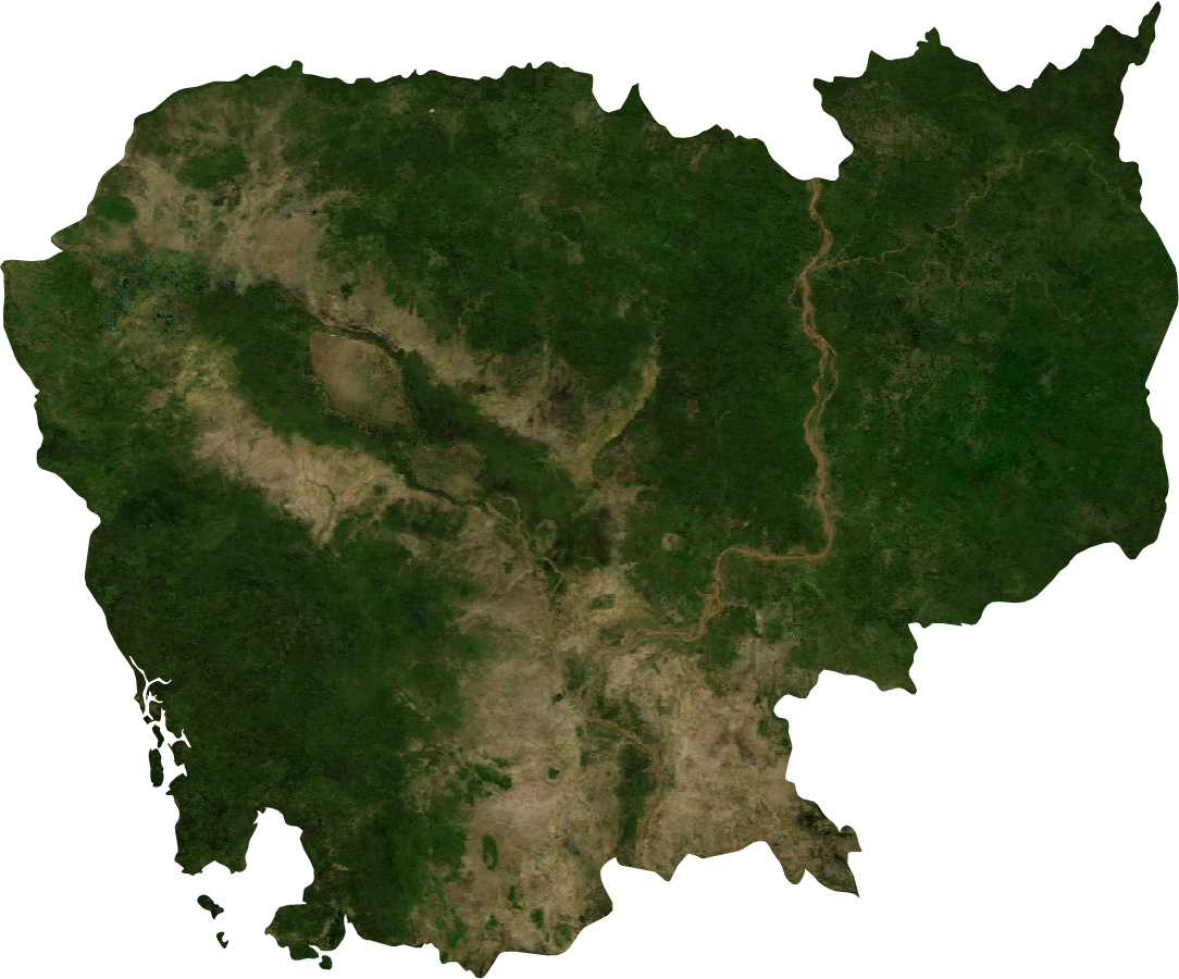 Cambodia, July 2004: NASA imagery clipped to the regional boundary