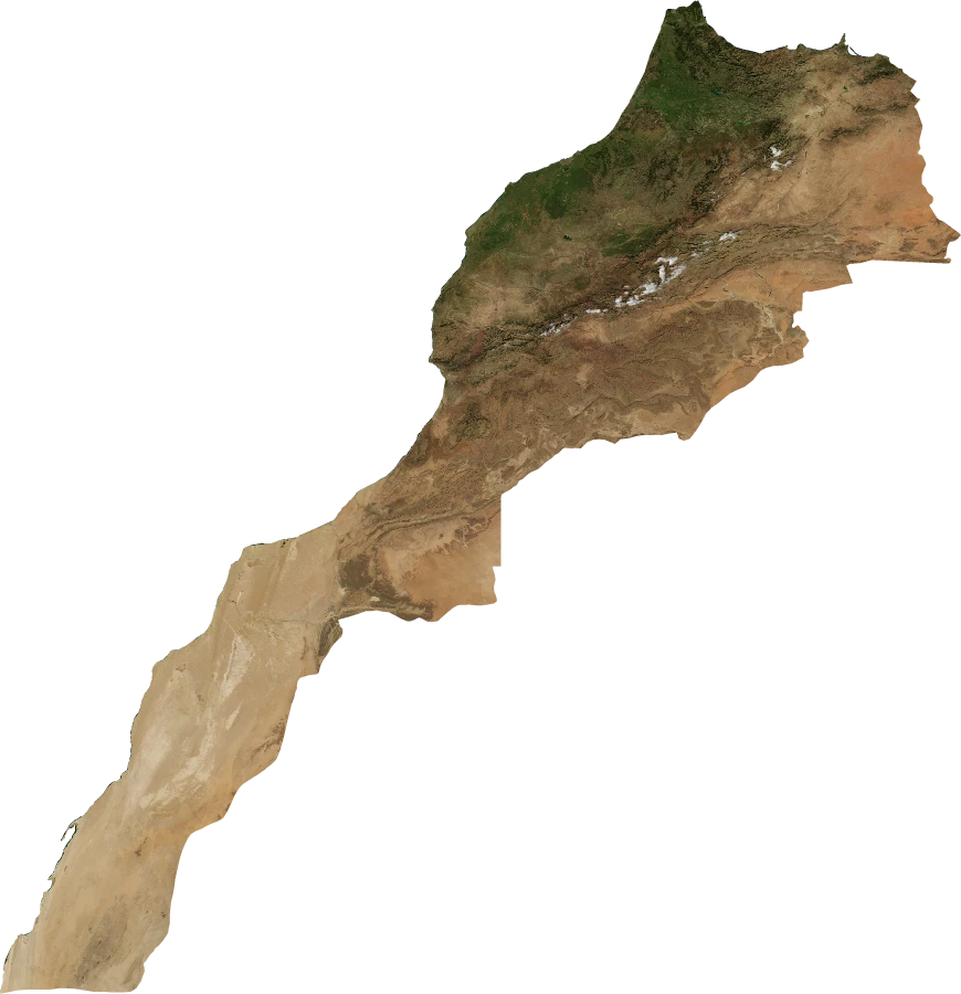 Morocco, January 2004: NASA imagery clipped to the regional boundary