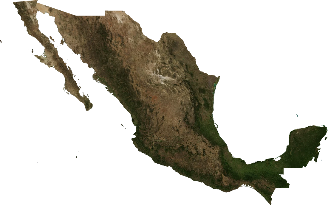 Mexico, January 2004: NASA imagery clipped to the regional boundary