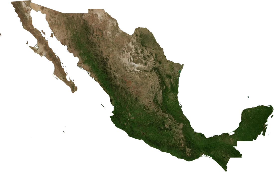 Mexico, July 2004: NASA imagery clipped to the regional boundary