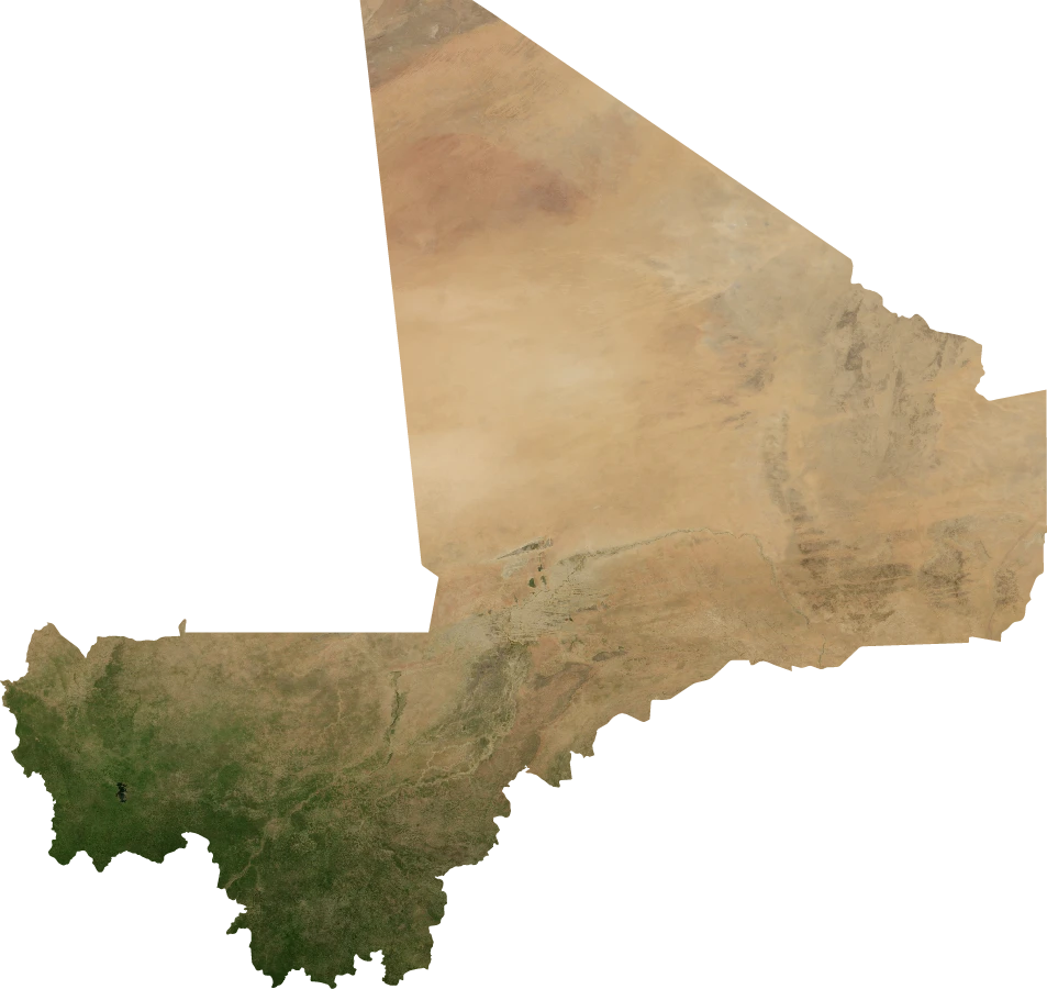 Mali, July 2004: NASA imagery clipped to the regional boundary