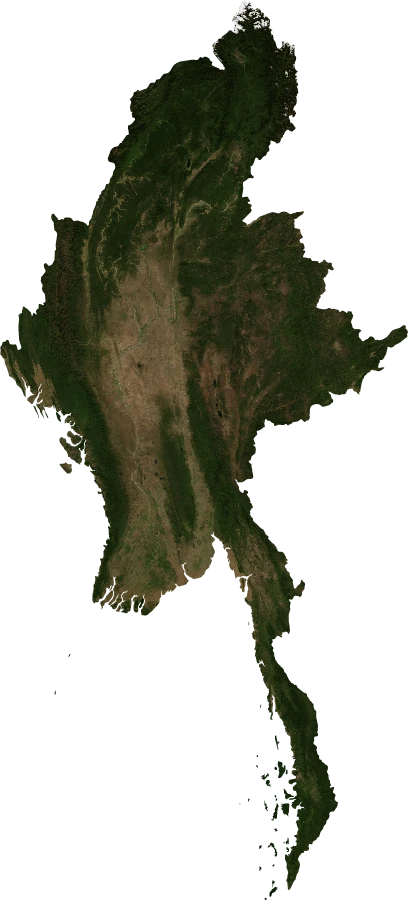 Myanmar, January 2004: NASA imagery clipped to the regional boundary